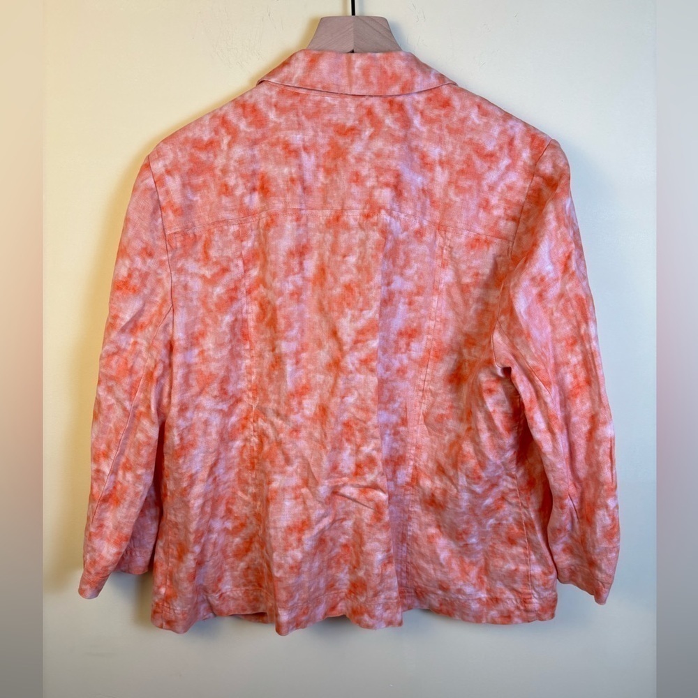 Chico’s 100% Linen Open Blazer Jacket 3/4 Sleeves Ruched Size XL - Picture 2 of 4